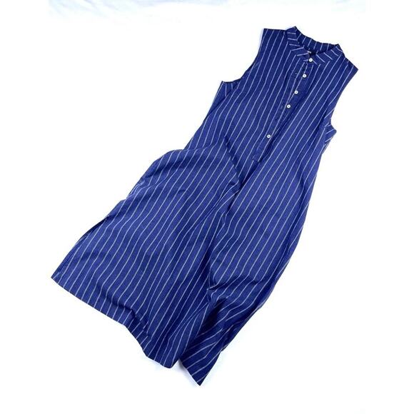 UO Lucca Couture Navy Striped Button-Down Midi Dress - Picture 3 of 7